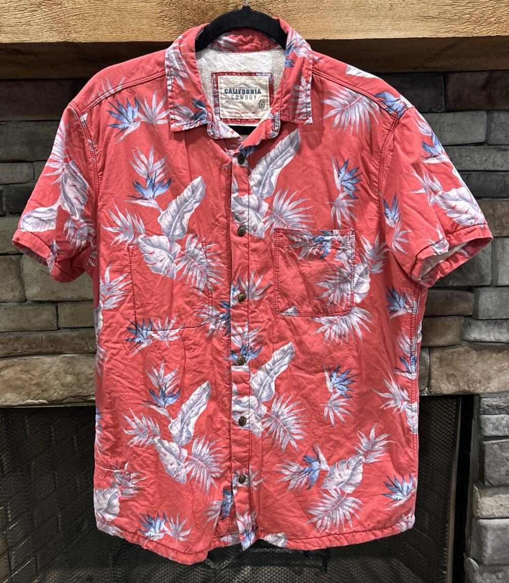 Men’s CALIFORNIA COWBOY Floral AOP Short Sleeve Button Up Shirt Size XL *A4